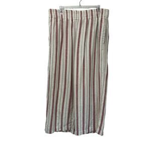 C&C California Linen Blend Wide Leg Pants Striped Red Cream Size XL Casual